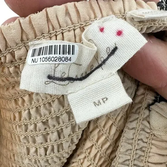 Anthropologie Let Me Be Maxi Dress Palm Printed One Shoulder Cream Black Size MP - Picture 12 of 14